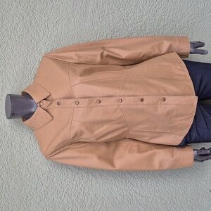 Coldwater Creek Ladies Genuine Tan Leather Jacket W/Snap Button Closure